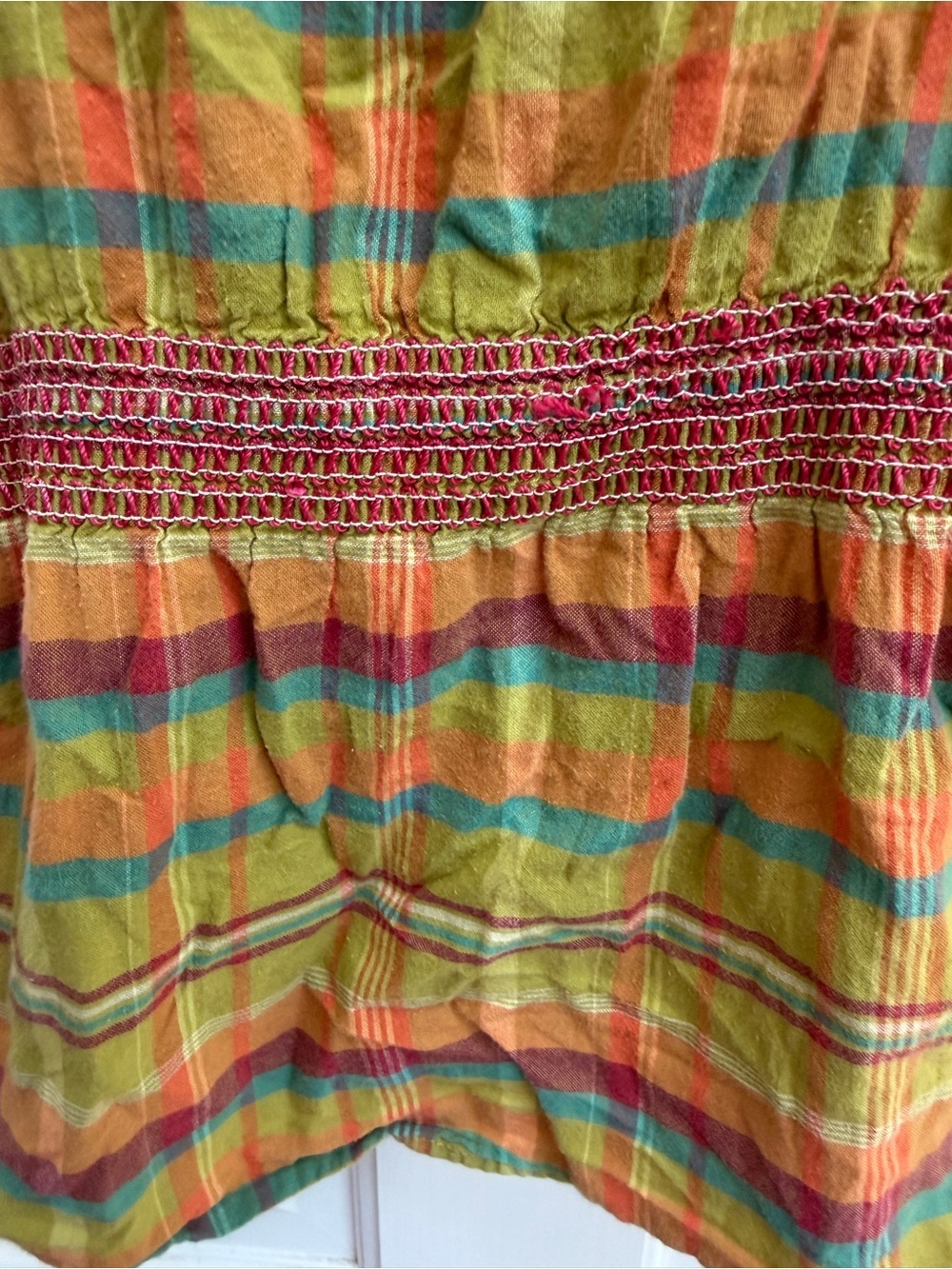 Old Navy 4T Girls Multicolor Plaid Sleeveless Tank Top Blouse Green Orange - Picture 3 of 5